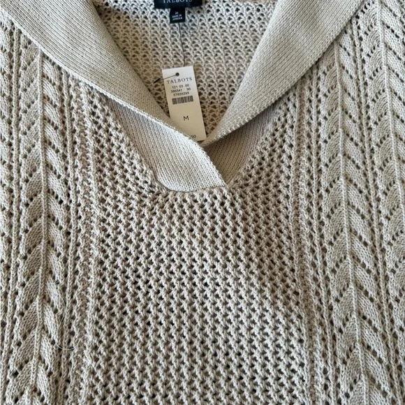 NWT Talbots Cream & White V-Neck Women's Sweater SZ M (Summer 2025) - Picture 11 of 16